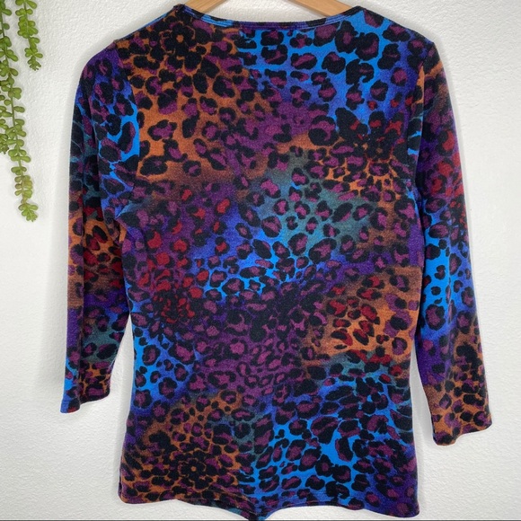 C’est City Soft Colorful Cheetah Print Top M - Picture 5 of 6